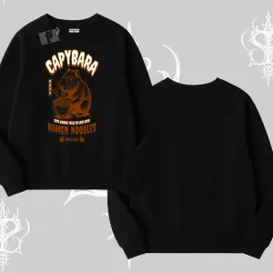 Biskilet Sweatshirt Cute Capybara Enjoying Ramen Noodles Artwork