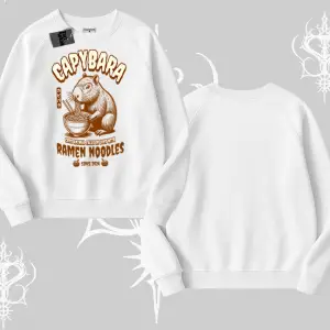 Biskilet Sweatshirt Cute Capybara Enjoying Ramen Noodles Artwork