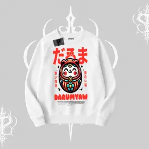 Biskilet Sweatshirt Daruma Kedi Anime Baskılı