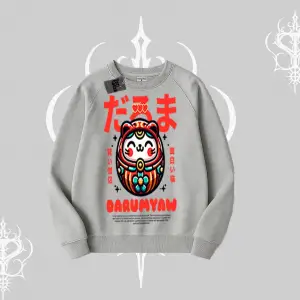 Biskilet Sweatshirt Daruma Kedi Anime Baskılı