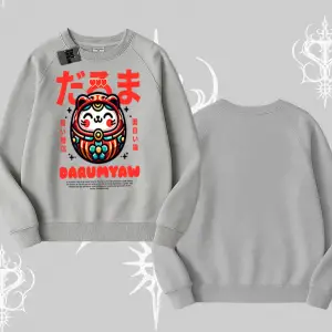 Biskilet Sweatshirt Daruma Kedi Anime Baskılı