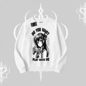 Biskilet Sweatshirt Do You Want Play With Me Anime Kız Baskılı