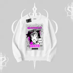 Biskilet Sweatshirt Games Schoolgirl Anime Baskılı