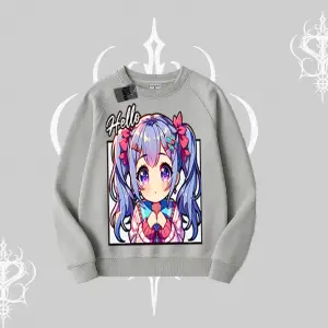Biskilet Sweatshirt Hello Anime Kız Sevimli Karakter Baskılı