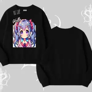 Biskilet Sweatshirt Hello Anime Kız Sevimli Karakter Baskılı