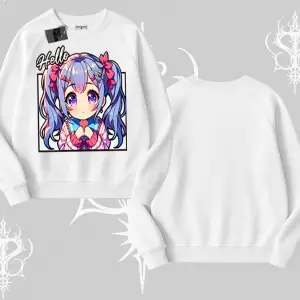 Biskilet Sweatshirt Hello Anime Kız Sevimli Karakter Baskılı