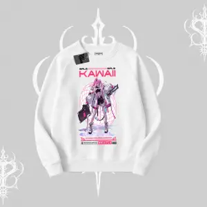 Biskilet Sweatshirt Kawaii Cyberpunk Kız Japon Stil Baskı