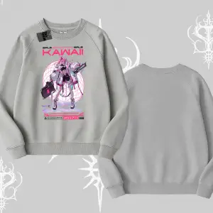 Biskilet Sweatshirt Kawaii Cyberpunk Kız Japon Stil Baskı