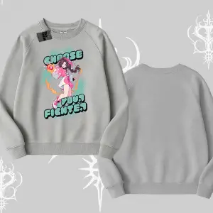 Biskilet Sweatshirt Oversize  Anime Kız Desenli Japon Stil