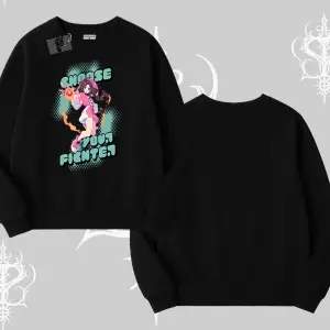 Biskilet Sweatshirt Oversize  Anime Kız Desenli Japon Stil