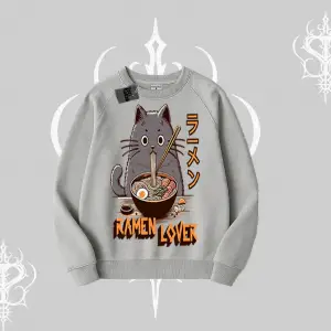 Biskilet Sweatshirt Ramen Lover Kedi Anime Baskılı