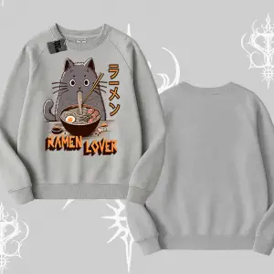 Biskilet Sweatshirt Ramen Lover Kedi Anime Baskılı