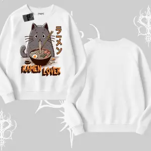 Biskilet Sweatshirt Ramen Lover Kedi Anime Baskılı