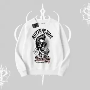 Biskilet Sweatshirt Rhythms Riot Vintage Rockabilly Skull Street Aesthetic