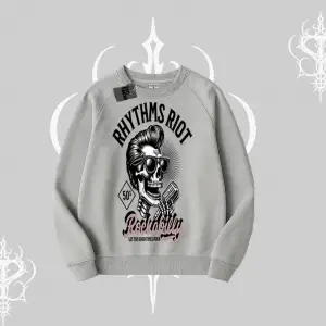Biskilet Sweatshirt Rhythms Riot Vintage Rockabilly Skull Street Aesthetic