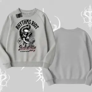 Biskilet Sweatshirt Rhythms Riot Vintage Rockabilly Skull Street Aesthetic