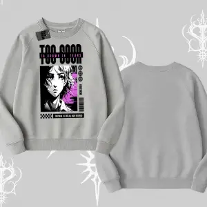 Biskilet Sweatshirt Too Good Anime Girl Grafik Baskılı