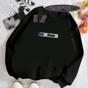 Biskilet Yaka Sweatshirt Beyaz 03 Afyon Özel Tasarım Plaka Detaylı
