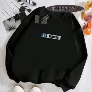 Biskilet Yaka Sweatshirt Beyaz 45 Manisa Özel Tasarım Plaka Detaylı