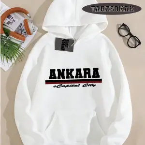 Biskilet Yaka Sweatshirt Beyaz ankara capital city Özel Tasarım Plaka Detaylı