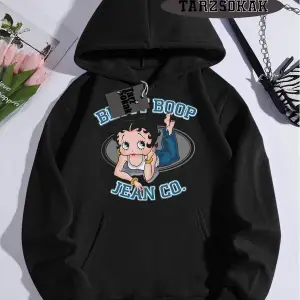Biskilet Yaka Sweatshirt Beyaz Betty Boop Özel Tasarım