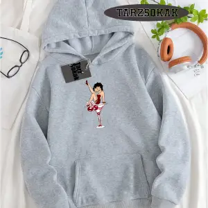 Biskilet Yaka Sweatshirt Beyaz Betty Boop Özel Tasarım