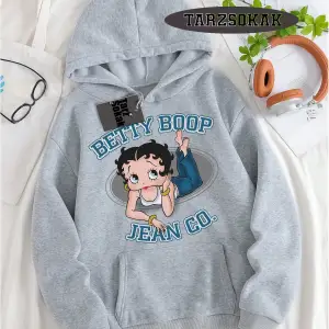 Biskilet Yaka Sweatshirt Beyaz Betty Boop Özel Tasarım