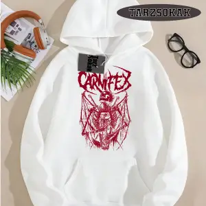 Biskilet Yaka Sweatshirt Beyaz Carnifex Özel Tasarım