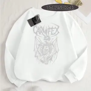Biskilet Yaka Sweatshirt Beyaz Carnifex Özel Tasarım