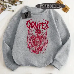 Biskilet Yaka Sweatshirt Beyaz Carnifex Özel Tasarım