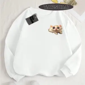 Biskilet Yaka Sweatshirt Beyaz EL GATO Özel Tasarım