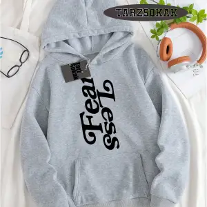 Biskilet Yaka Sweatshirt Beyaz Fear Less Özel Tasarım