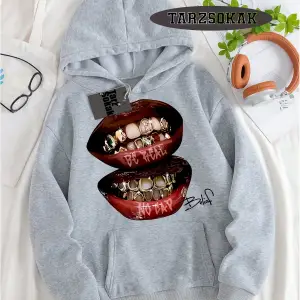 Biskilet Yaka Sweatshirt Beyaz Grillz Tee Özel Tasarım
