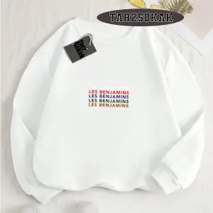 Biskilet Yaka Sweatshirt Beyaz LESBENJAMİNSS Özel Tasarım