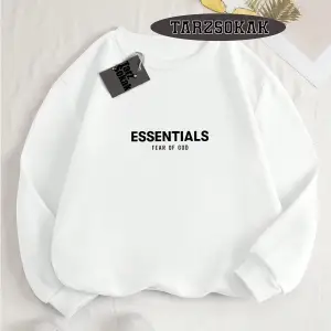 Biskilet Yaka Sweatshirt Beyaz M HARFİ İSME Özel Tasarım