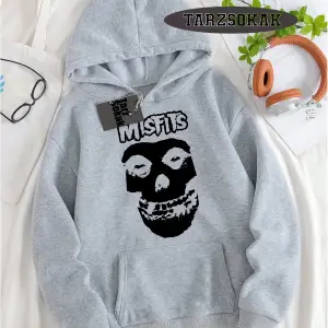Biskilet Yaka Sweatshirt Beyaz Misfits Punk Özel Tasarım