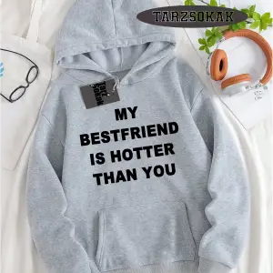 Biskilet Yaka Sweatshirt Beyaz my Bestfriend Özel Tasarım