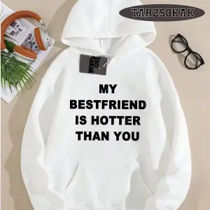 Biskilet Yaka Sweatshirt Beyaz my Bestfriend Özel Tasarım