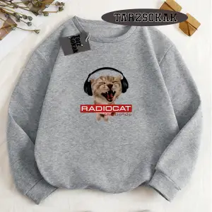 Biskilet Yaka Sweatshirt Beyaz Rock Grubu Radiohead Özel Tasarım