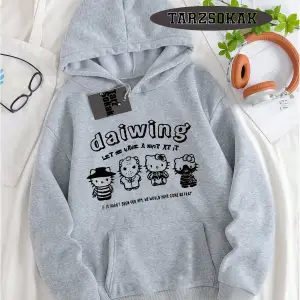 Biskilet Yaka Sweatshirt Beyaz Sanrio Hello Kitty Özel Tasarım