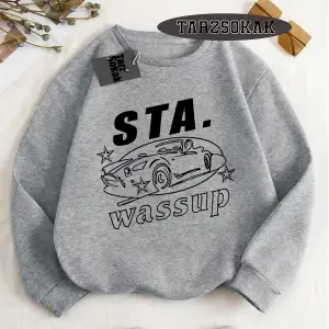 Biskilet Yaka Sweatshirt Beyaz STA. WASSUP Özel Tasarım