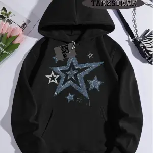 Biskilet Yaka Sweatshirt Beyaz YILDIZ DESENLİ Özel Tasarım