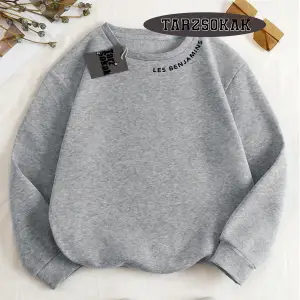 Biskilet Yaka Sweatshirt Gri İ HARFİF İSME Özel Tasarım