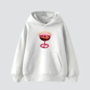 Bite My Strawberry Baskılı Oversize Unisex Premium Beyaz