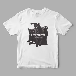 Black Cat Loves  Kara Kedi  Baskılı Tişört