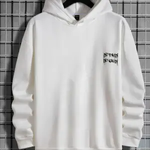 Black Sokak Beyaz No Pain No Gain Baskılı Oversize Kapüşonlu Sweatshirt