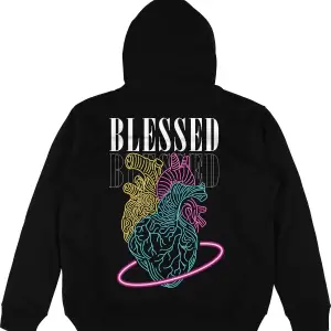 Blessed Siyah Oversize Unisex Kapüşonlu Sweatshirt Hoodie