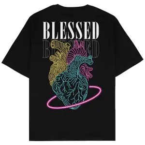Blessed Siyah Oversize Unisex T-shirt