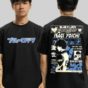 Blue Lock Isagi Yoichi Ön Arka Baskılı Unisex Siyah