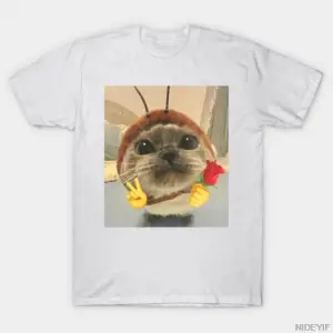 Böcek Kostümlü Sevimli Kedi Komik Meme Gül Tutan Sevimli Kedi Erkekler ve Kadınlar İçin %100